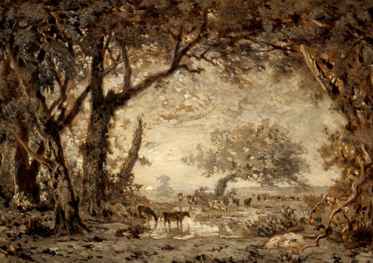 Sunset from the Forest of Fontainebleau by Theodore Rousseau