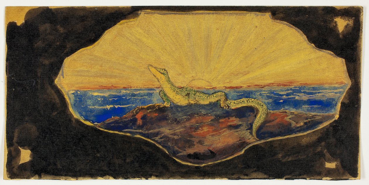 Untitled Drawing for Frame Cartouche (Salamander) by Theodore Roussel
