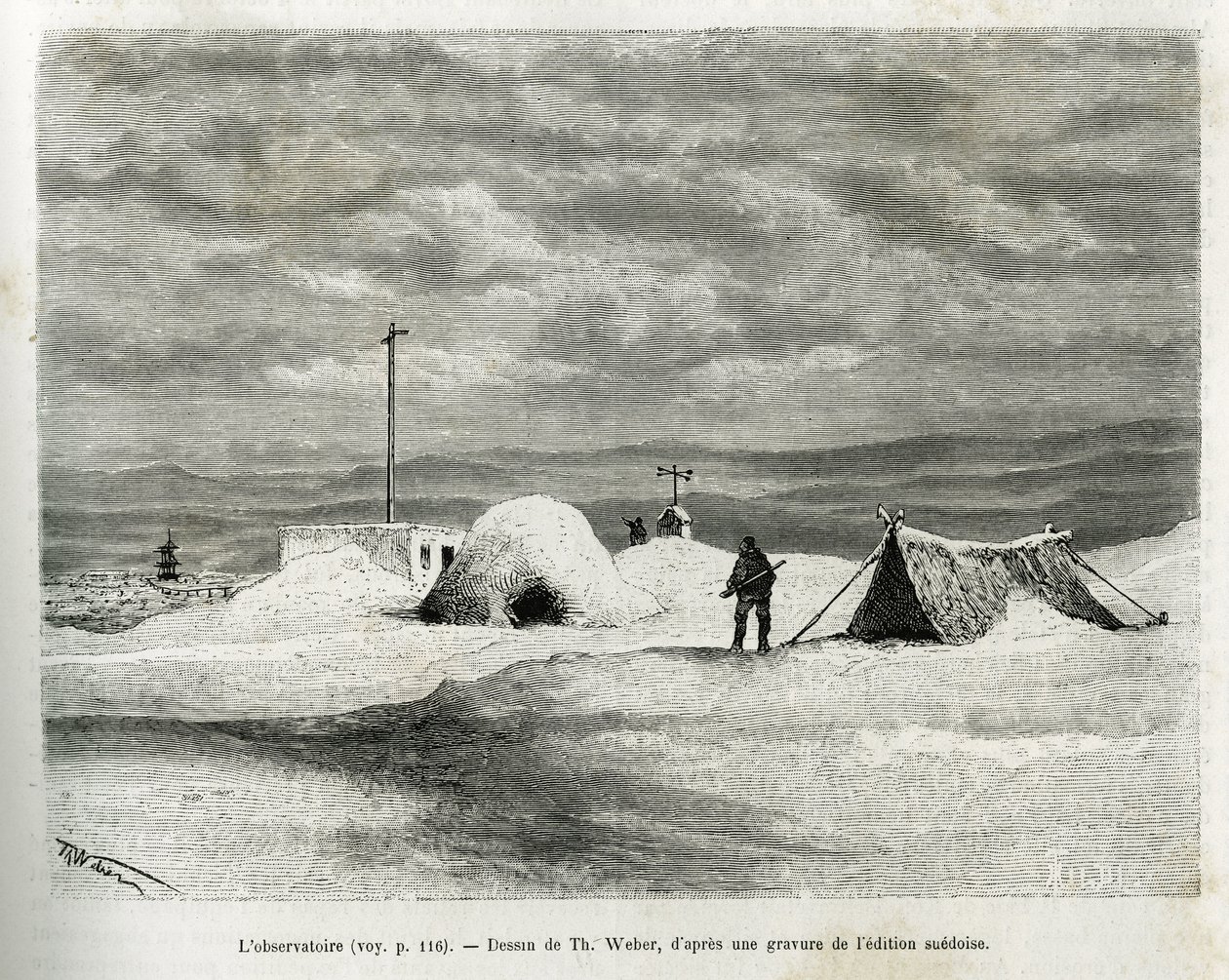 The meteorological observatory on the bay of Koljutschin (engraving by Th. Weber, to illustrate the story 