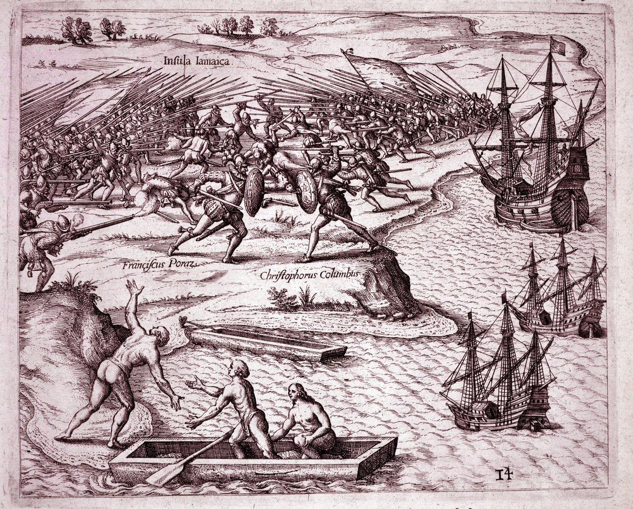 Fourth voyage of Christopher Columbus on the island of Jamaica in 1503 ...