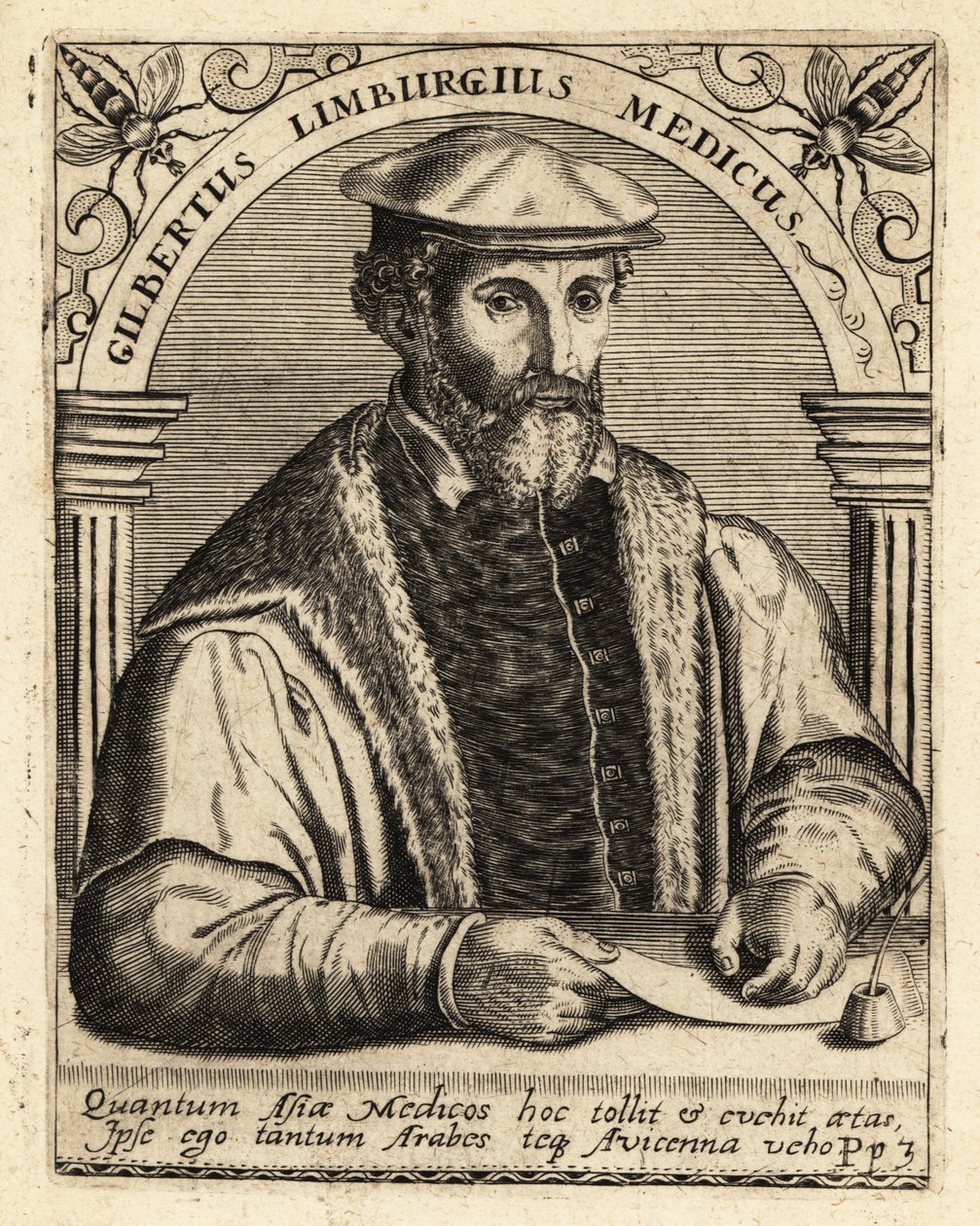 Gilbert Fusch of Limburg, Dutch physician, 1504-1567 by Theodore de Bry