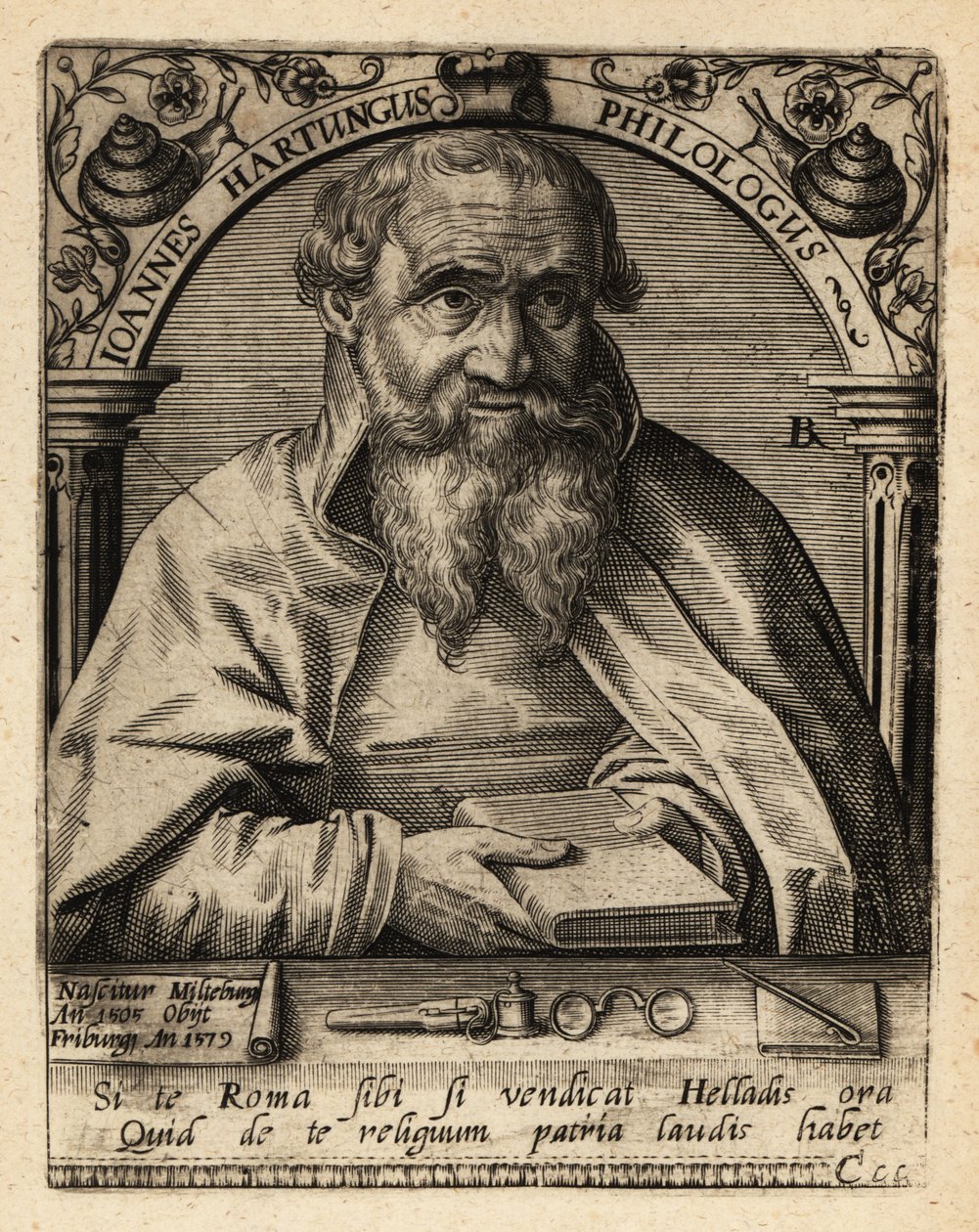 Johannes Hartung, German Graecist and Hebraist by Theodore de Bry