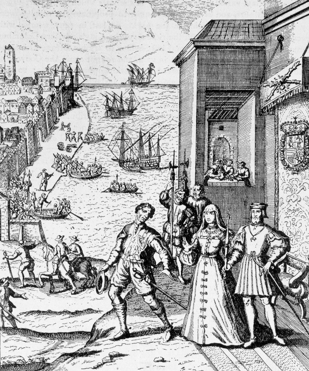 Parting of Columbus with Ferdinand and Isabella, from 