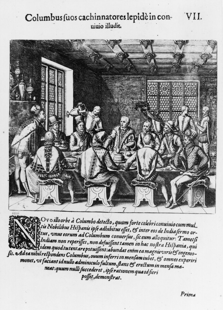 The Story of the Egg of Christopher Columbus (1450-1506) 1585-88 by Theodore de Bry