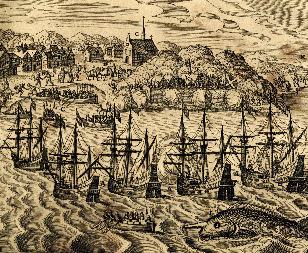 View of Port of Acapulco in Mexico, engraving from Historia Americae by Theodore de Bry