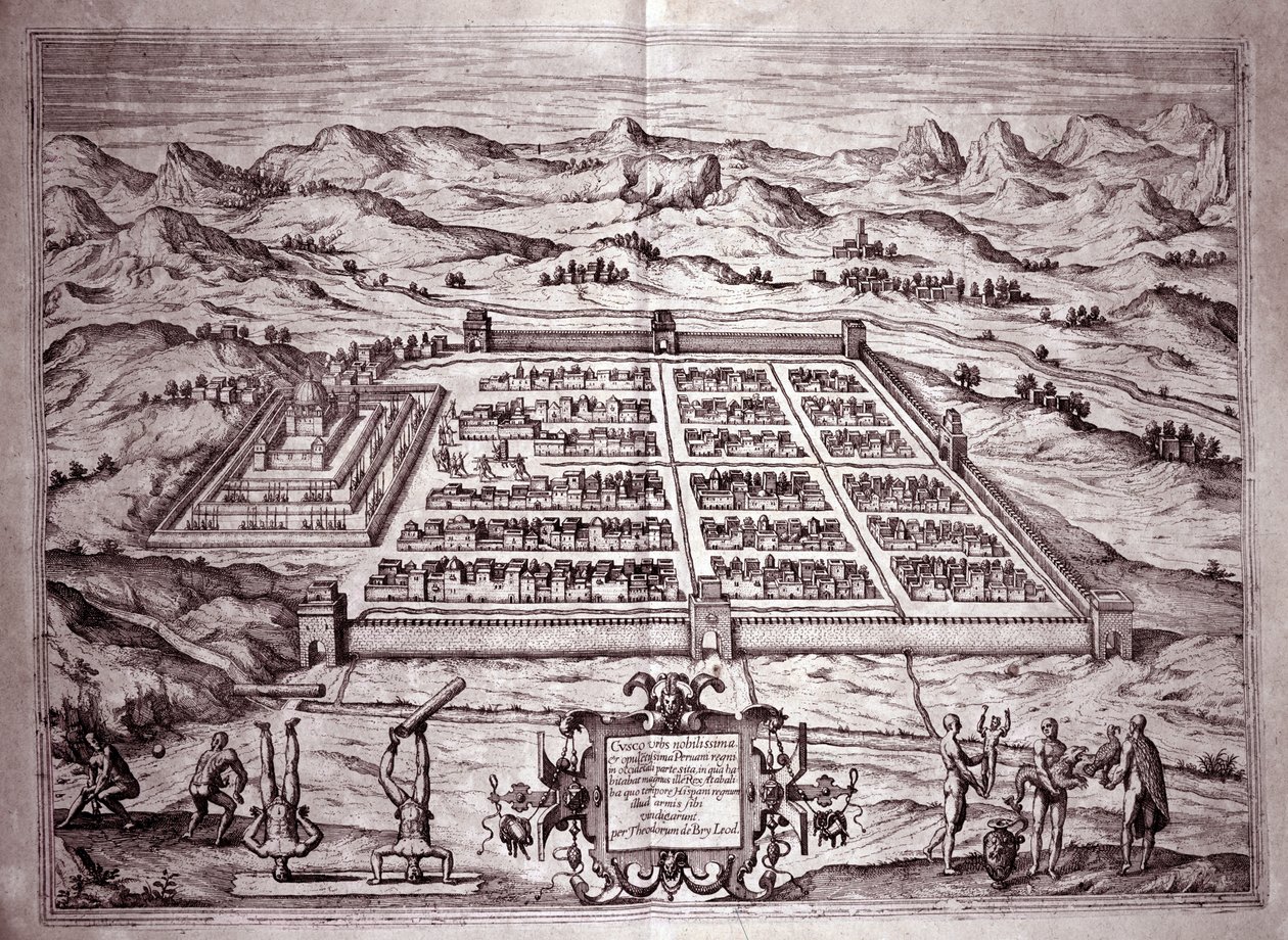 View of the Inca city of Cuzco, Peru by Theodore de Bry