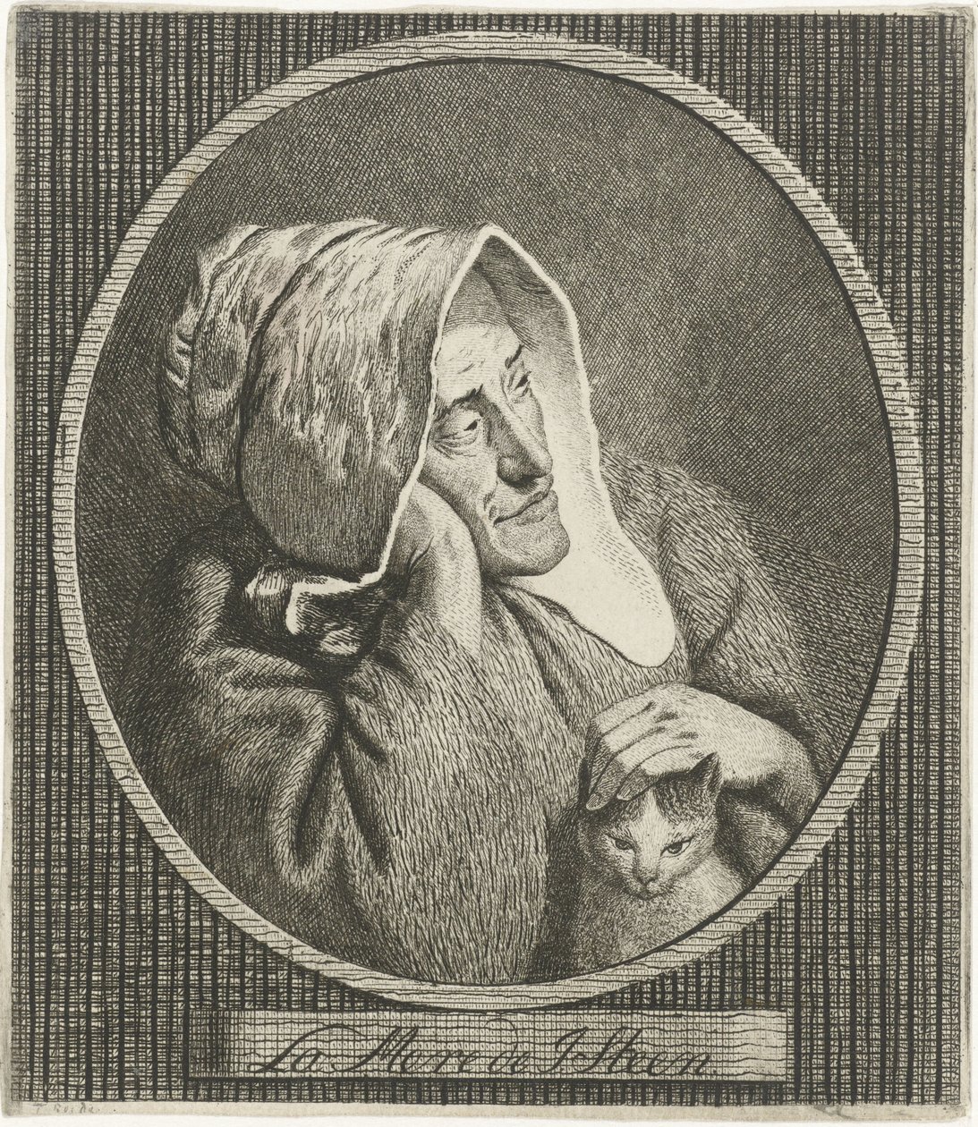 Old Woman with Cat by Theodorus de Roode