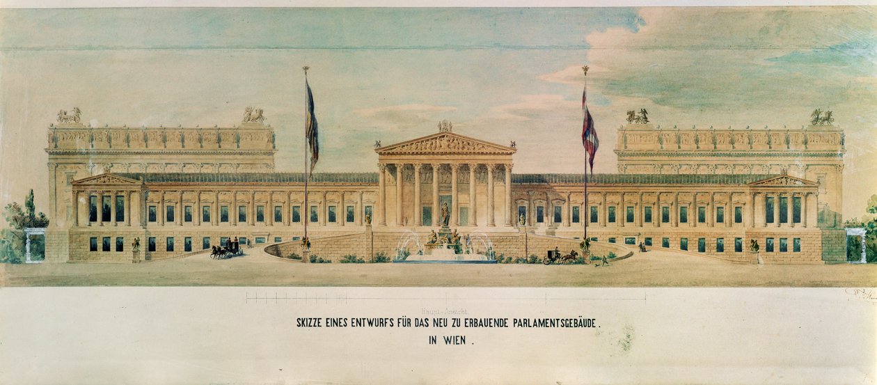 Sketch for the Austrian Parliament by Theophil von Hansen
