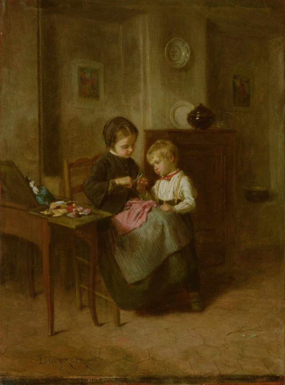 The Sewing Lesson by Theophile Emmanuel Duverger