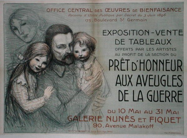 Poster advertising an art sale in aid of blinded soldiers by Théophile Alexandre Steinlen