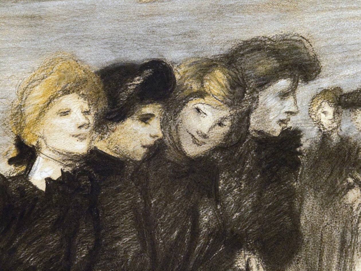 The Exit of the Midinettes (detail) (before 1907) by Théophile Alexandre Steinlen