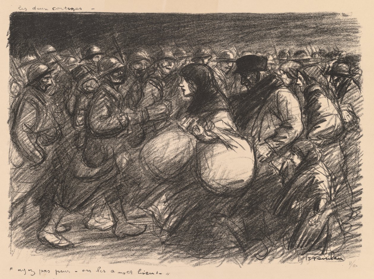War Sketches: The Two Processions by Théophile Alexandre Steinlen