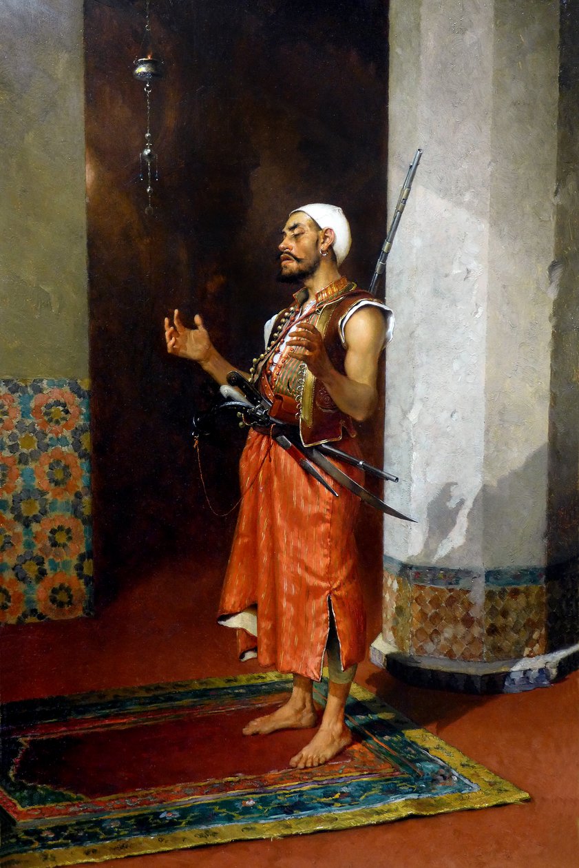 Turkish guard praying, late 19th-early 20th century by Theophile Marie Francois Lybaert
