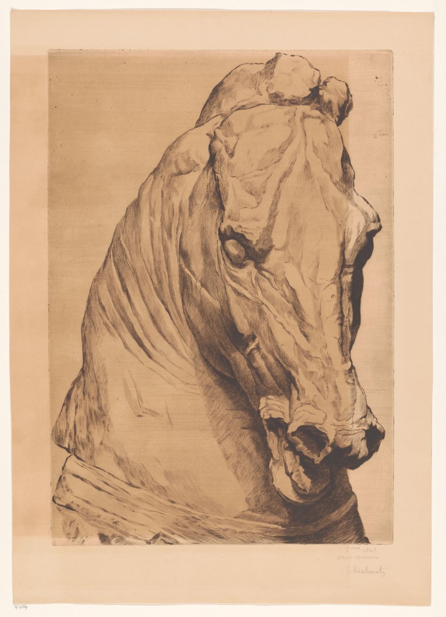 Head of the Unicorn from an Ancient Statue by Thiebautz (signed by artist)