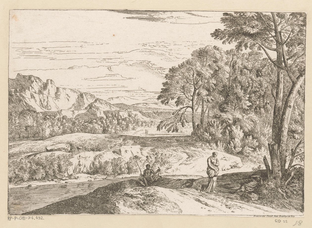 Arcadian Landscape with a Fisherman by a Stream (Suite de Paysages) by Théodore