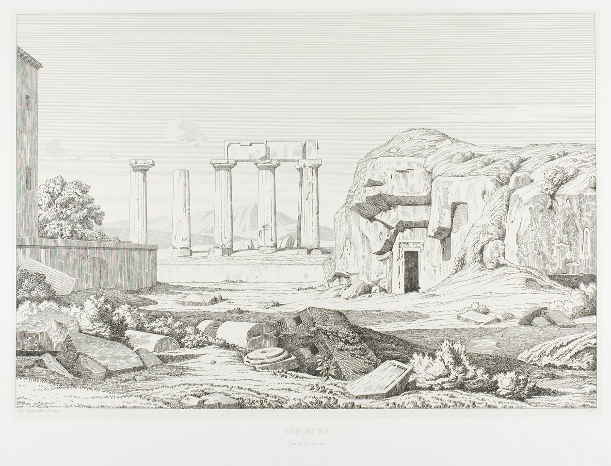 Corinth: Temple of Neptune by Théodore Caruelle d