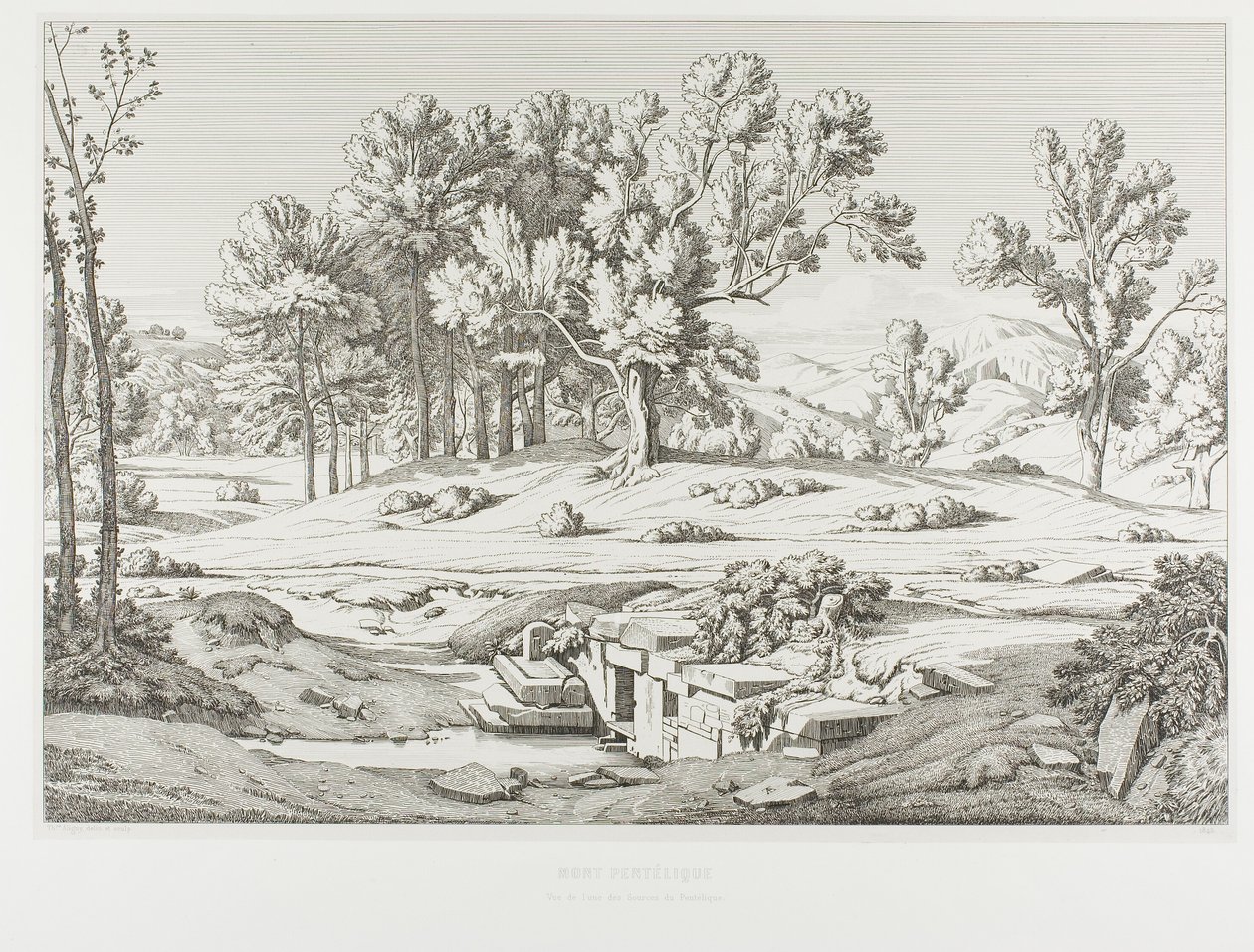 View of One of the Springs of Mount Penteli by Théodore Caruelle d