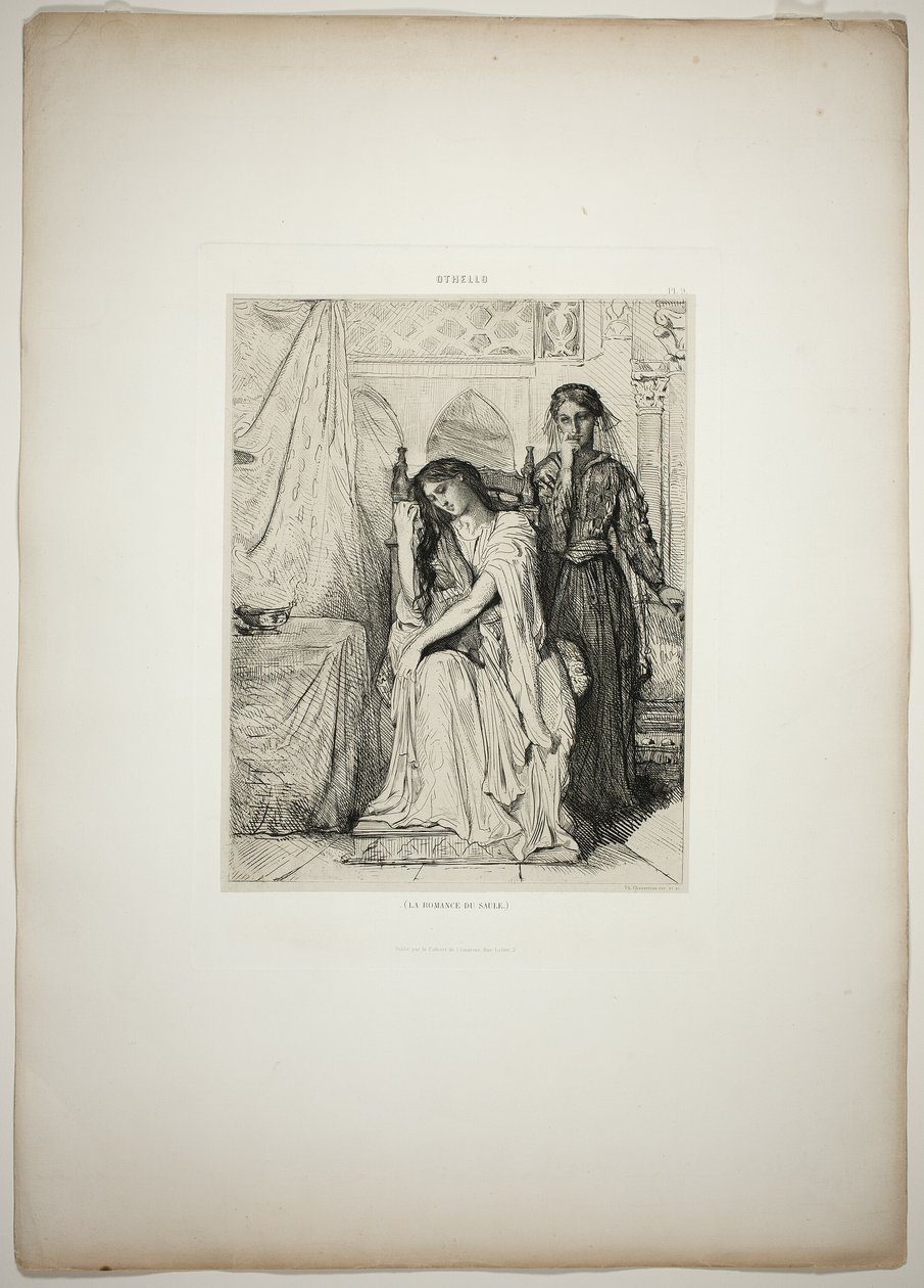 The Willow Song, plate nine from Othello by Théodore Chassériau
