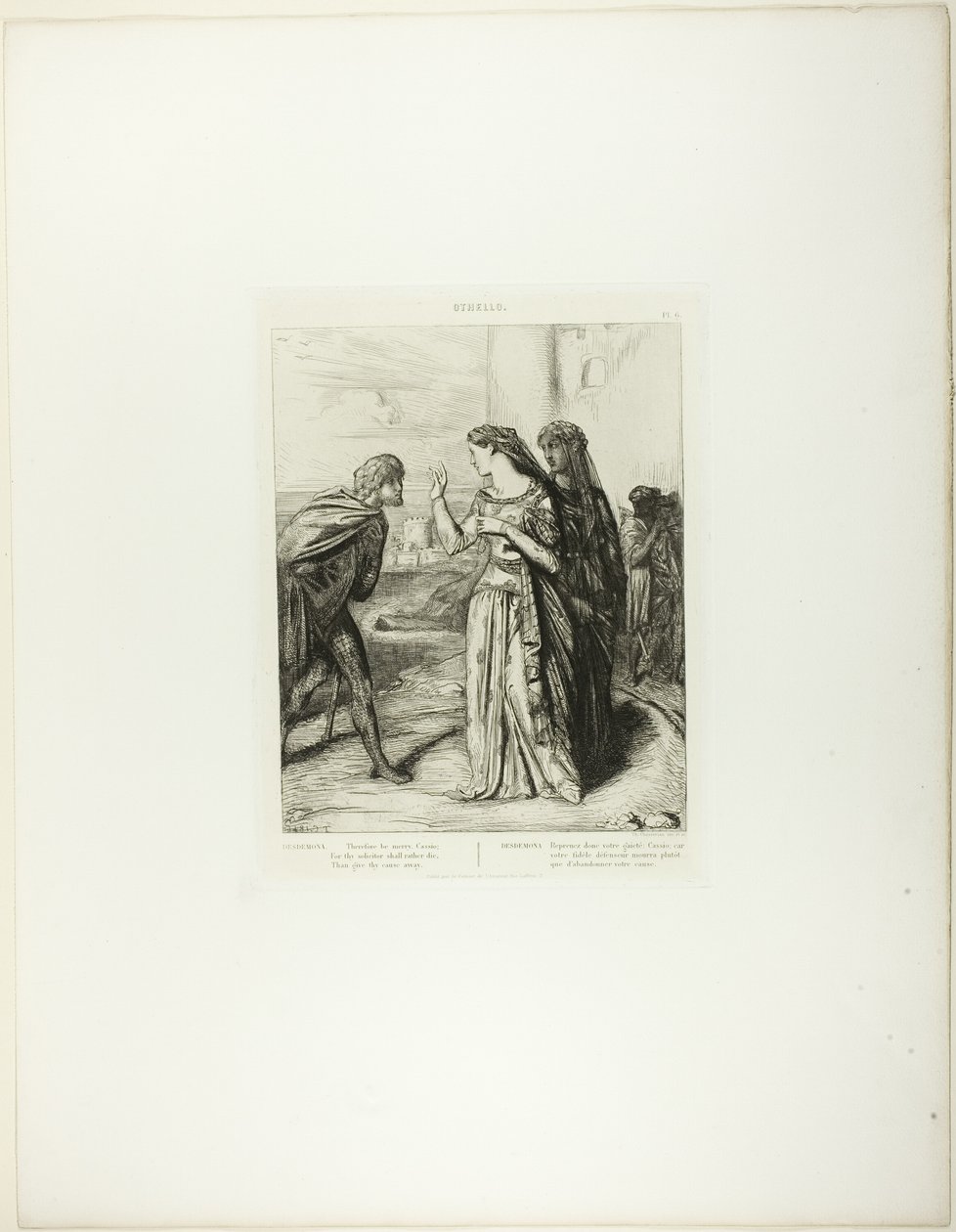 Therefore Be Merry Cassio, Plate 6 (Act 3, Scene 3) from Othello by Théodore Chassériau