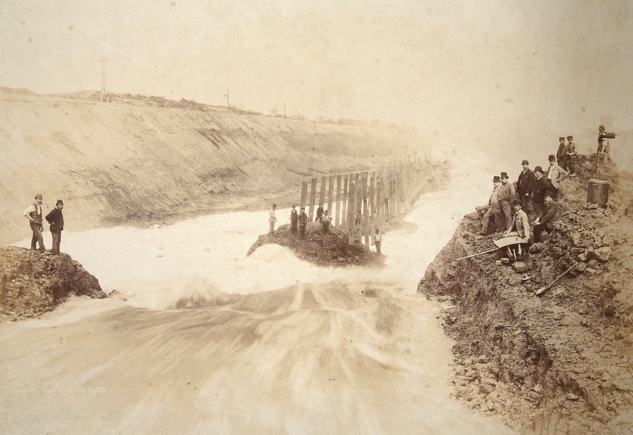 Letting in the Water at Ellesmere Port, with E.L. Williams and Other Engineers by Thomas Birtles