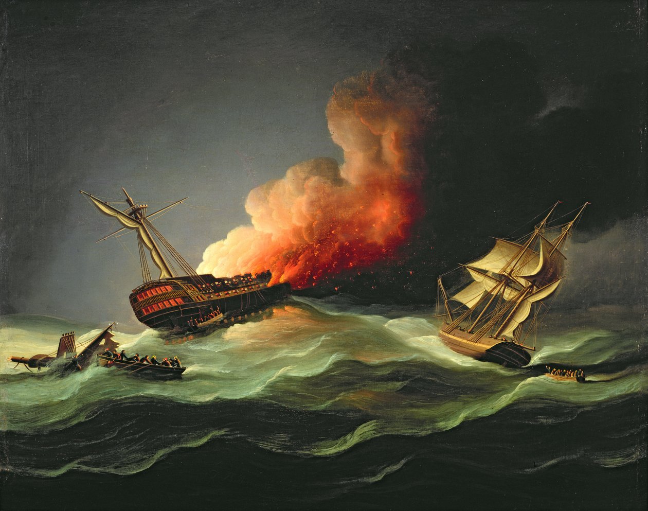The East Indiaman Kent on Fire in the Bay of Biscay by Thomas Buttersworth