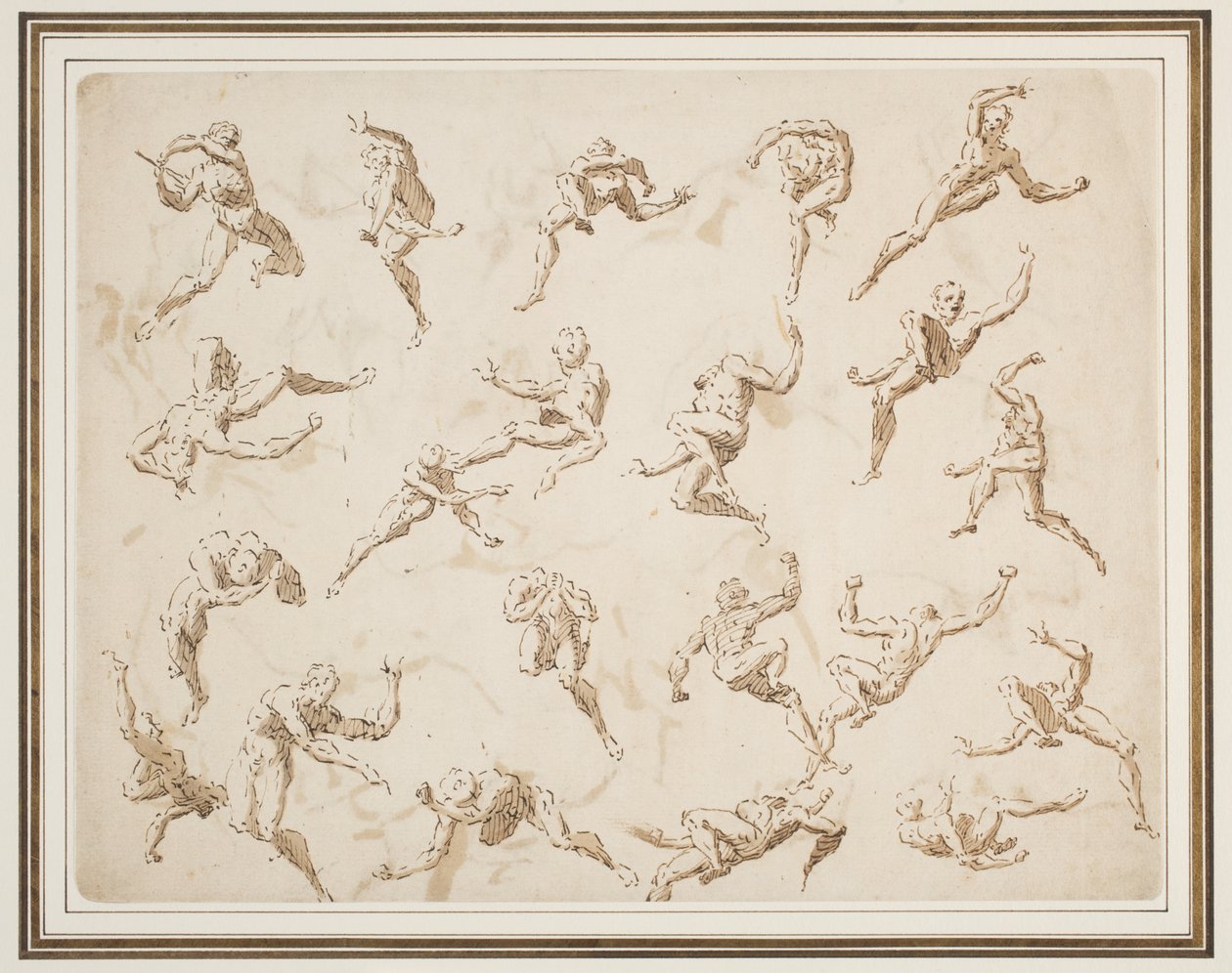 Sheet of Figure Studies by Thomas Carwitham