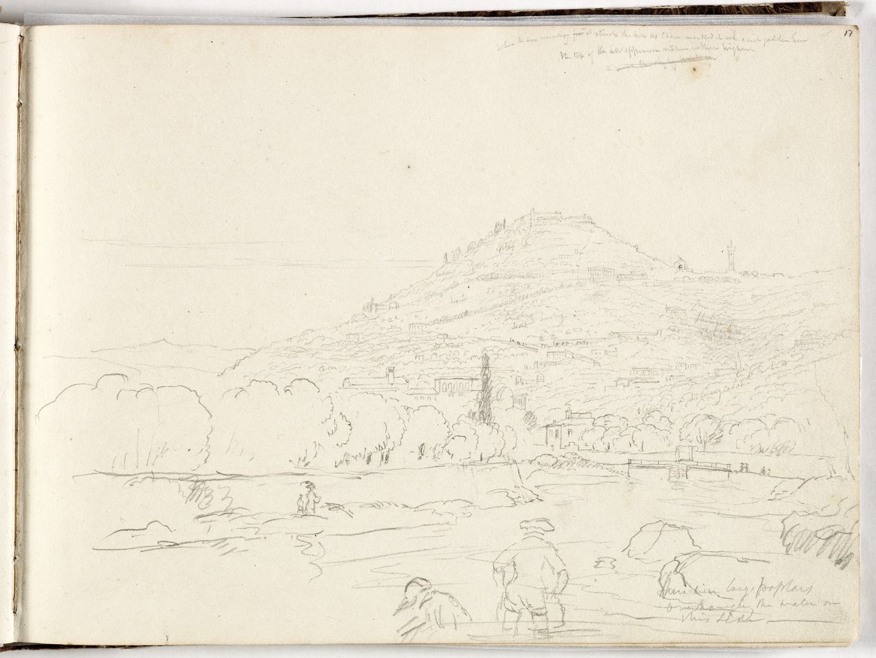Sketch of hilltop, riverbank and figures, 1831 by Thomas Cole