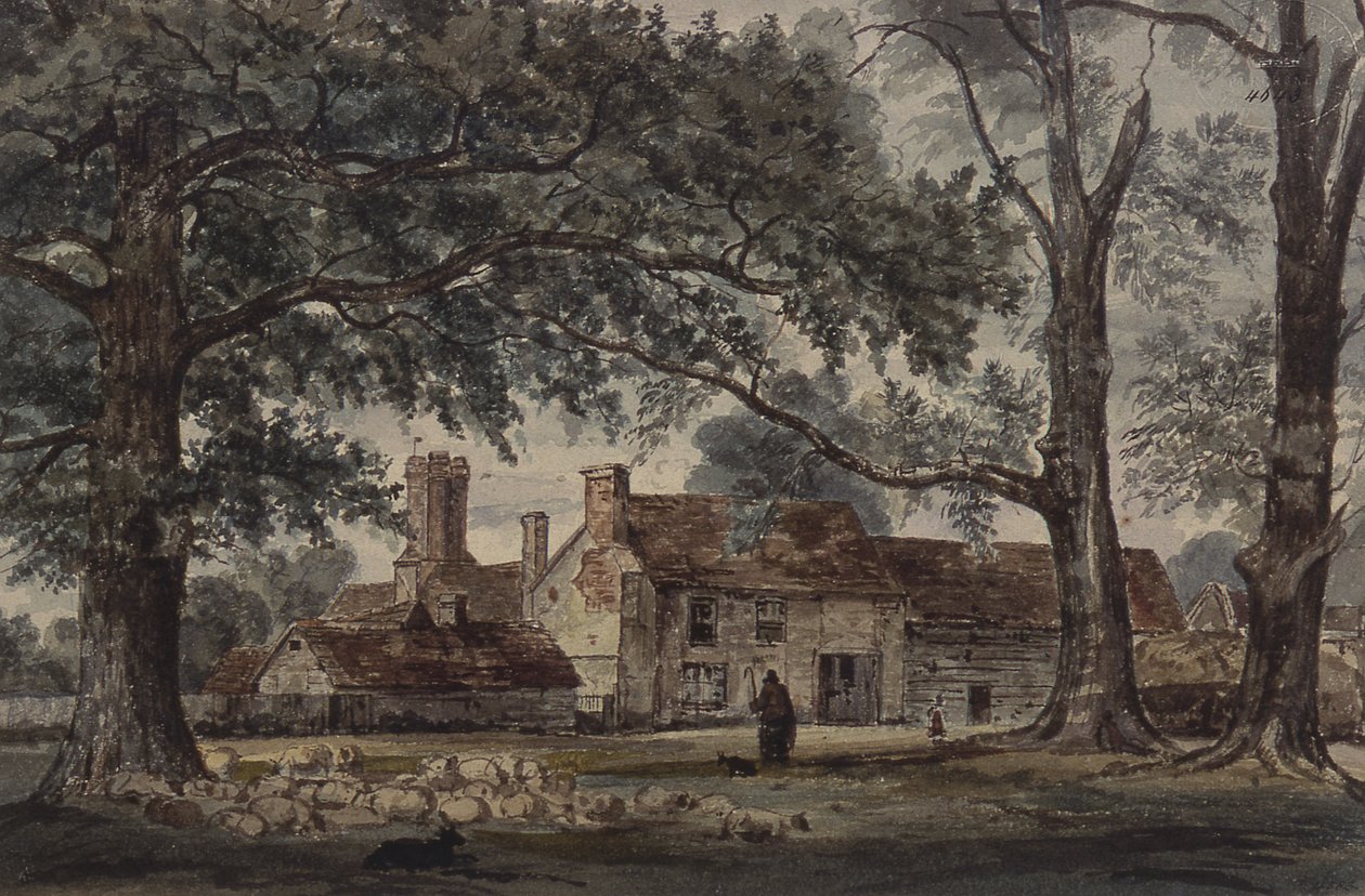Farm Buildings and a Shepherd with a Flock of Sheep by Thomas Collier
