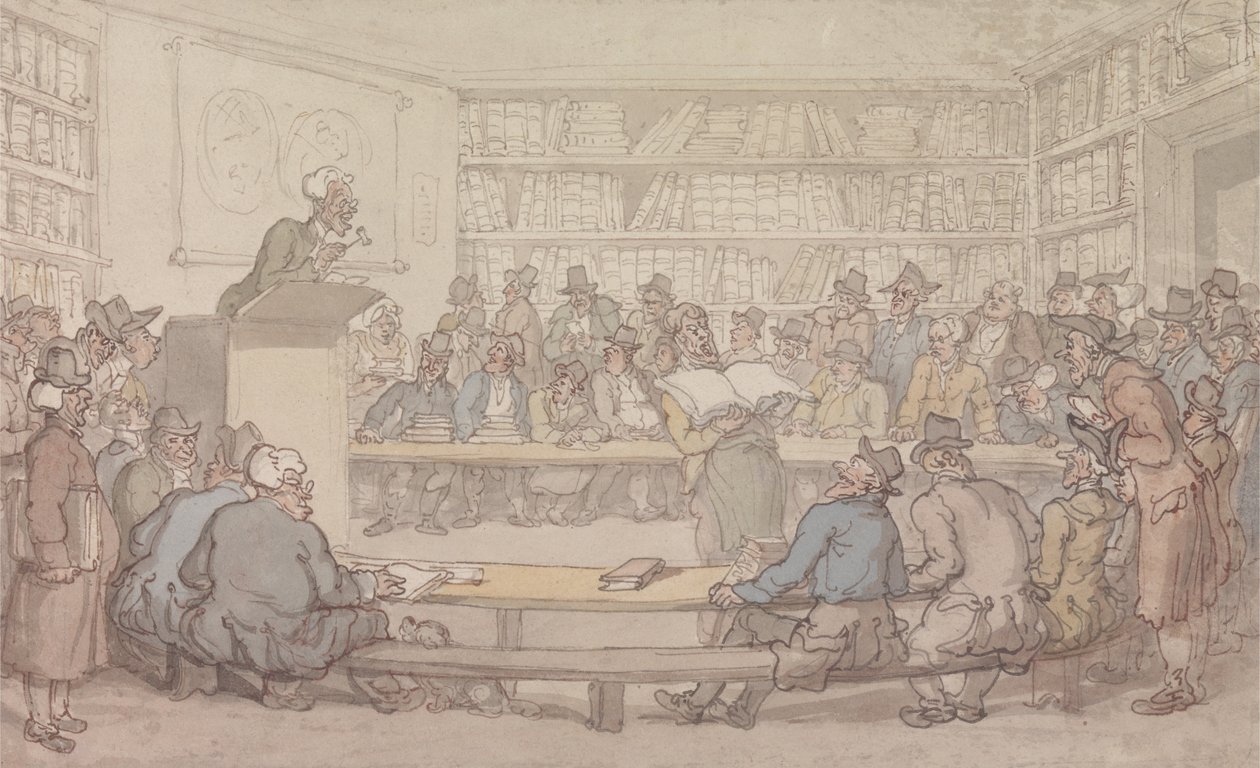 A Book Auction by Thomas Rowlandson
