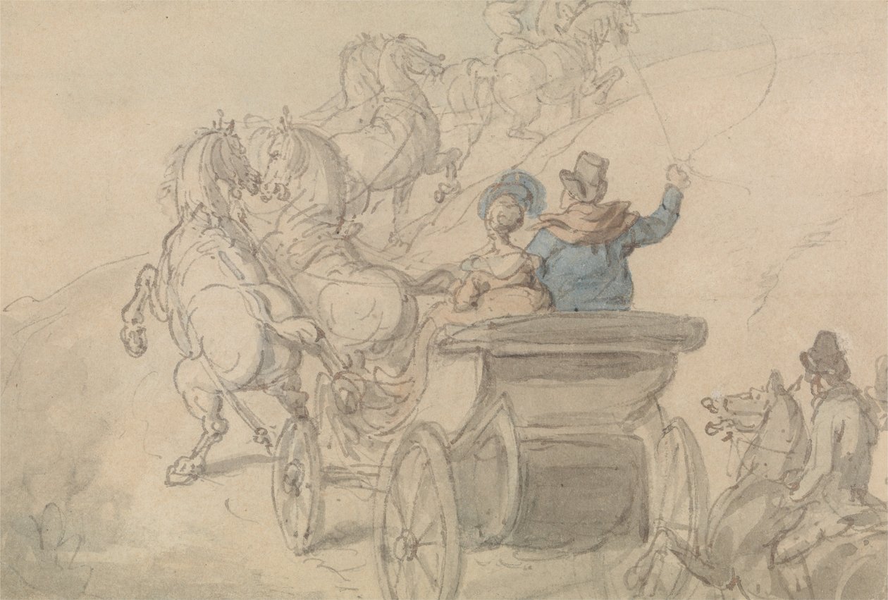 A Phaeton and Six by Thomas Rowlandson