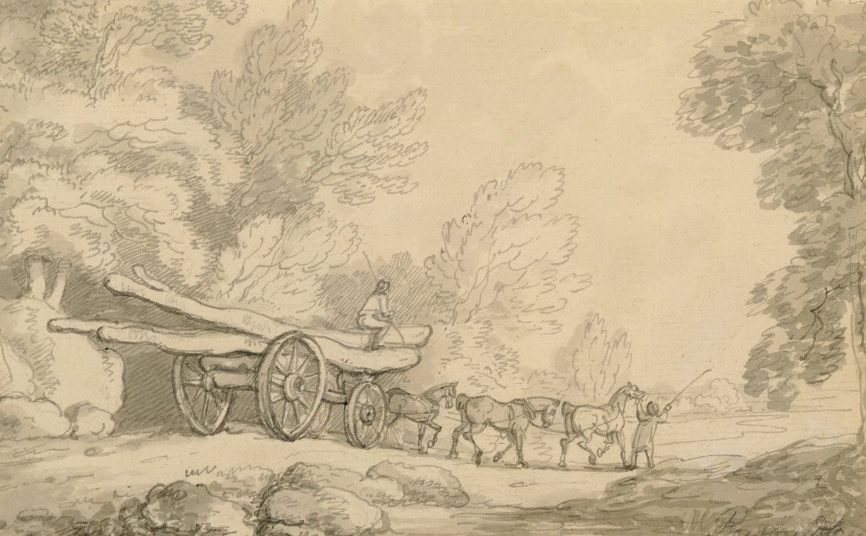A Timber Wagon by Thomas Rowlandson