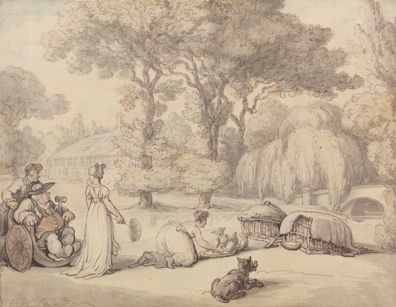 Feeding the Ducklings by Thomas Rowlandson