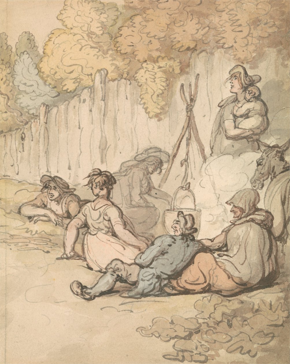 Gypsies Cooking on an Open Fire by Thomas Rowlandson