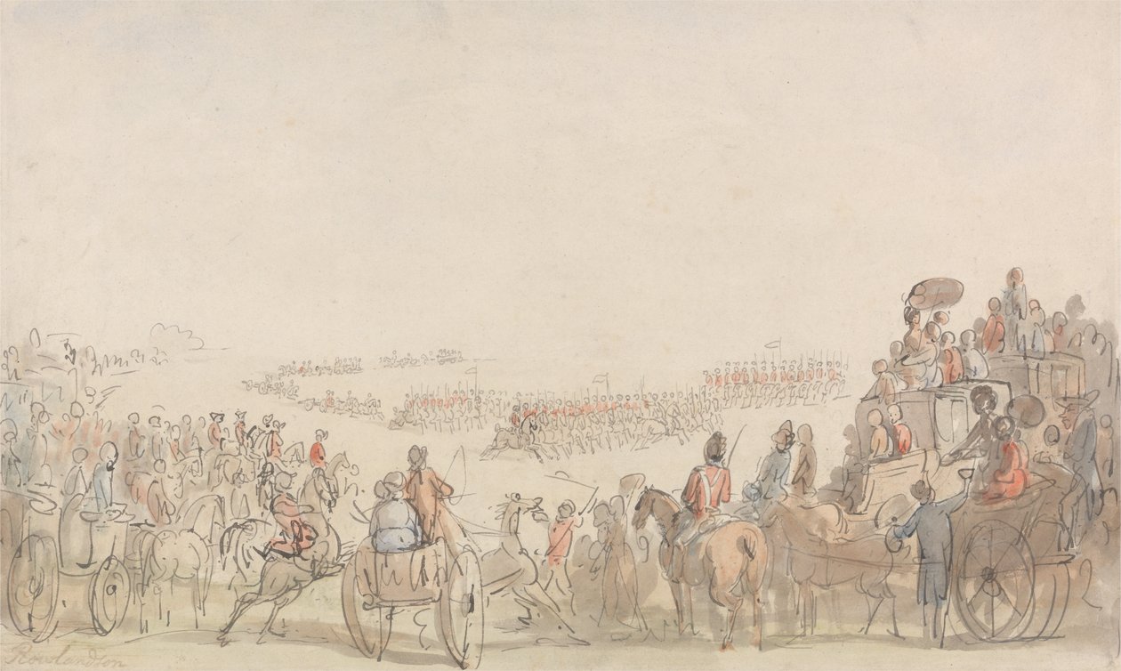 Review of Light Horse Volunteers on Wimbledon Common by Thomas Rowlandson