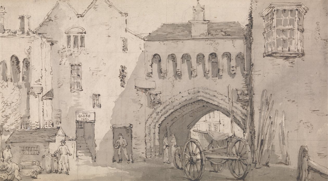 Southampton, the Watergate and Globe Inn by Thomas Rowlandson