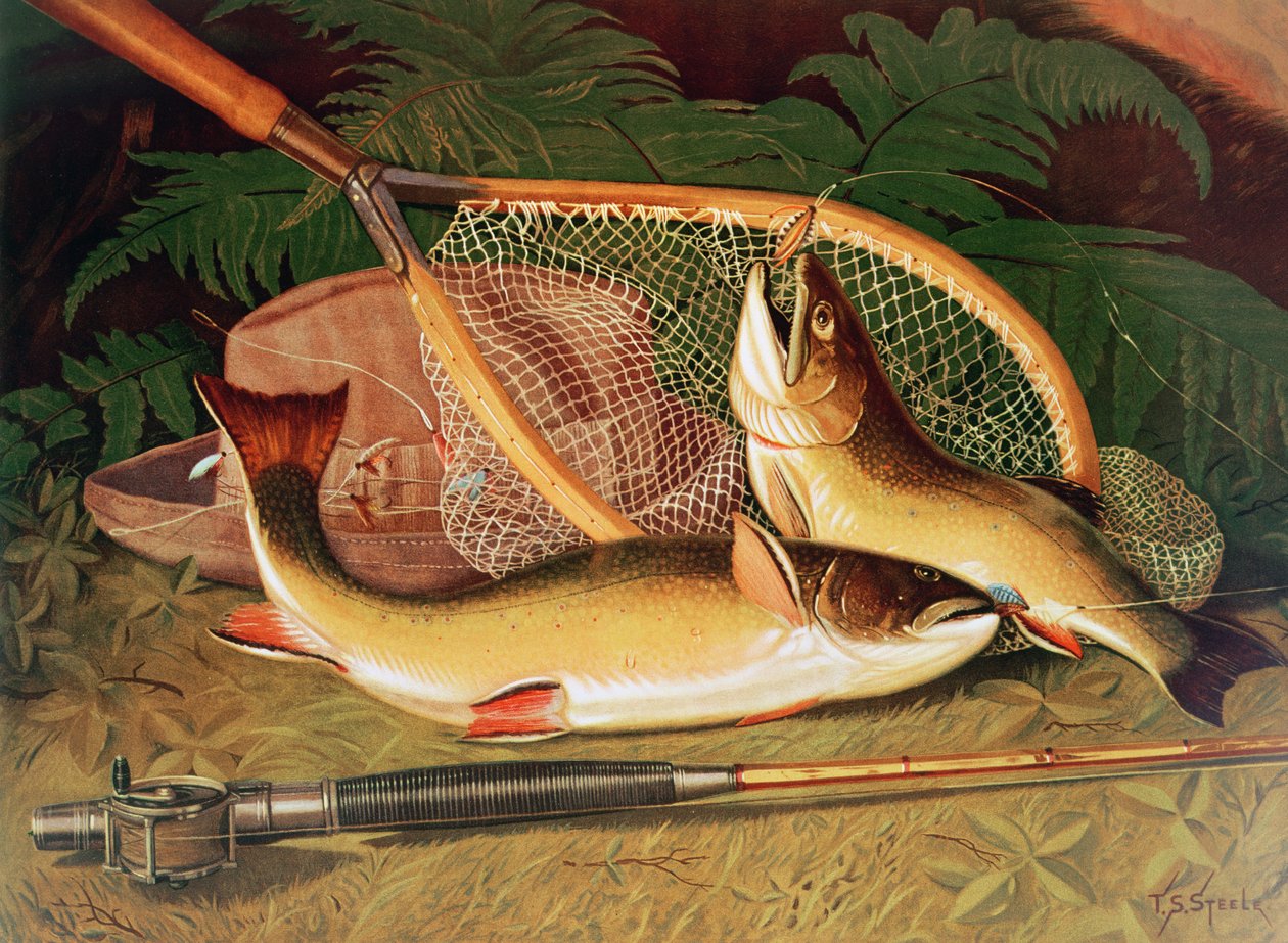 Still Life with a Salmon Trout, a Rod and a Net by Thomas Sedgwick Steele