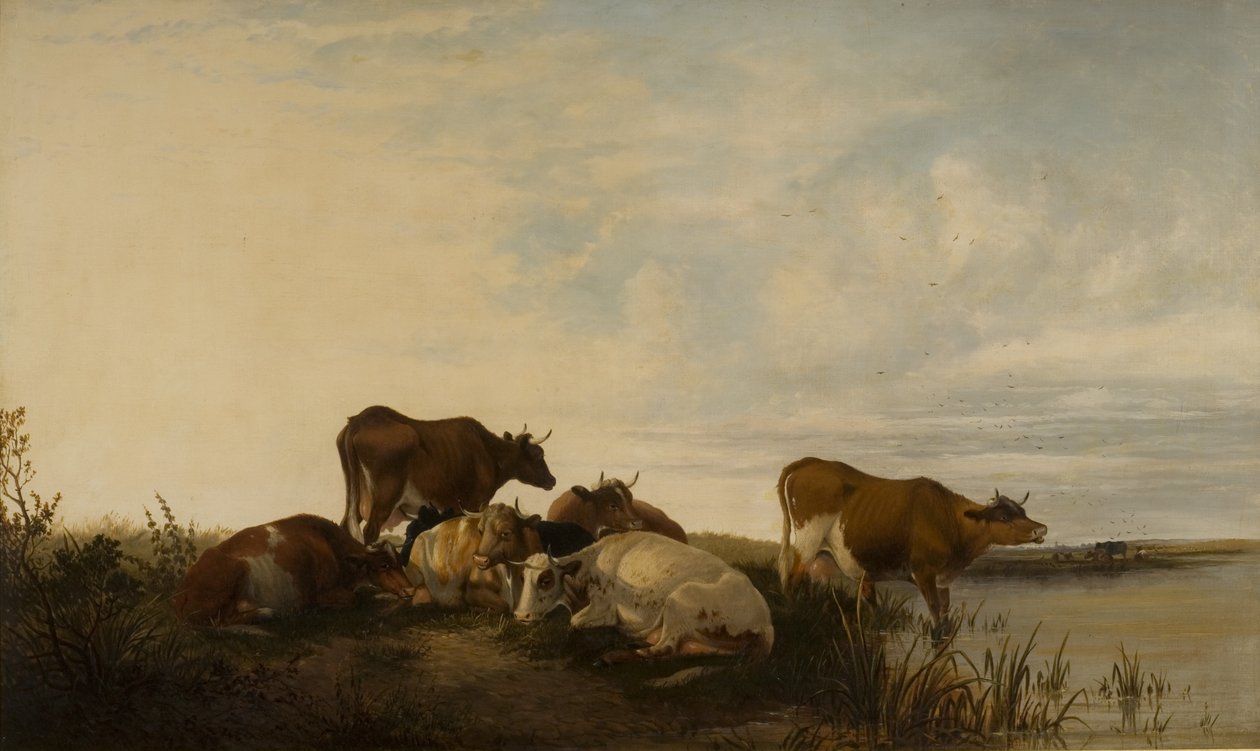 Landscape with Cattle in Marshland by Thomas Sidney Cooper