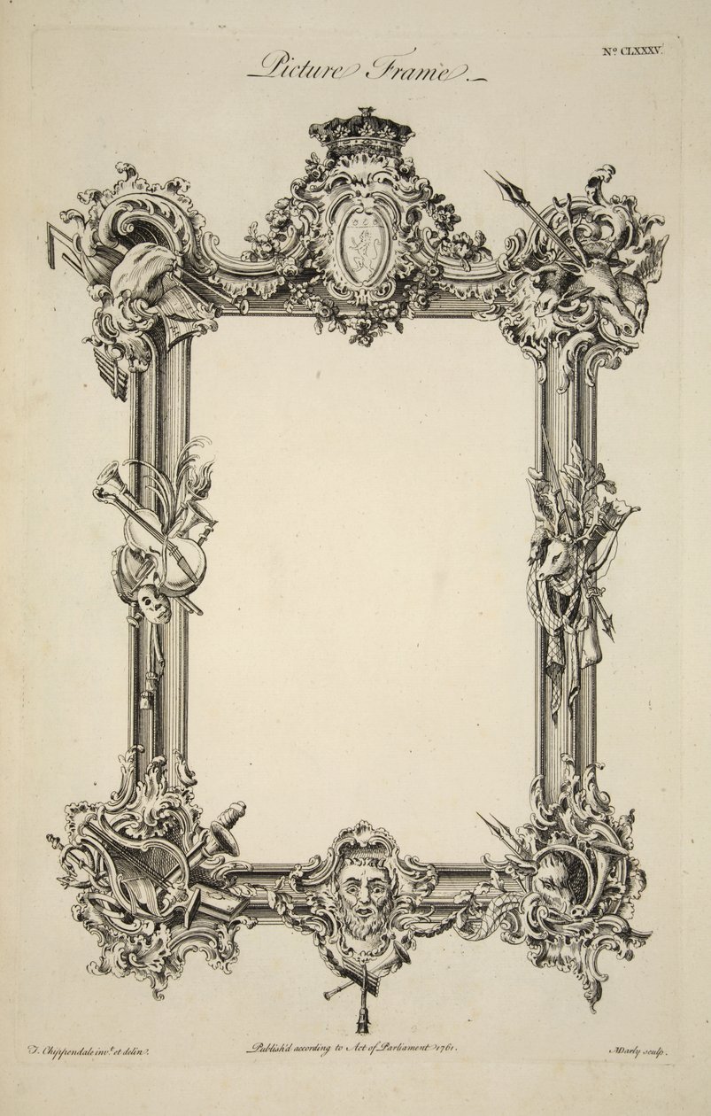Design for a Picture Frame, Published 1761 (Engraving) by Thomas (after) Chippendale