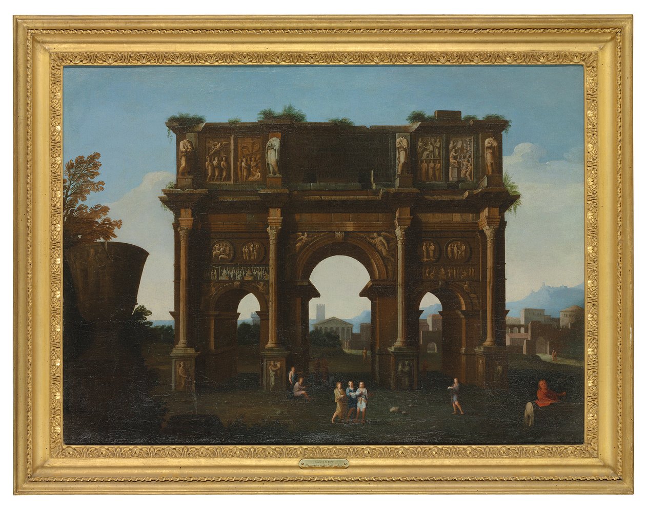 An architectural capriccio with the Arch of Constantine by Thomas (circle of) Blanchet