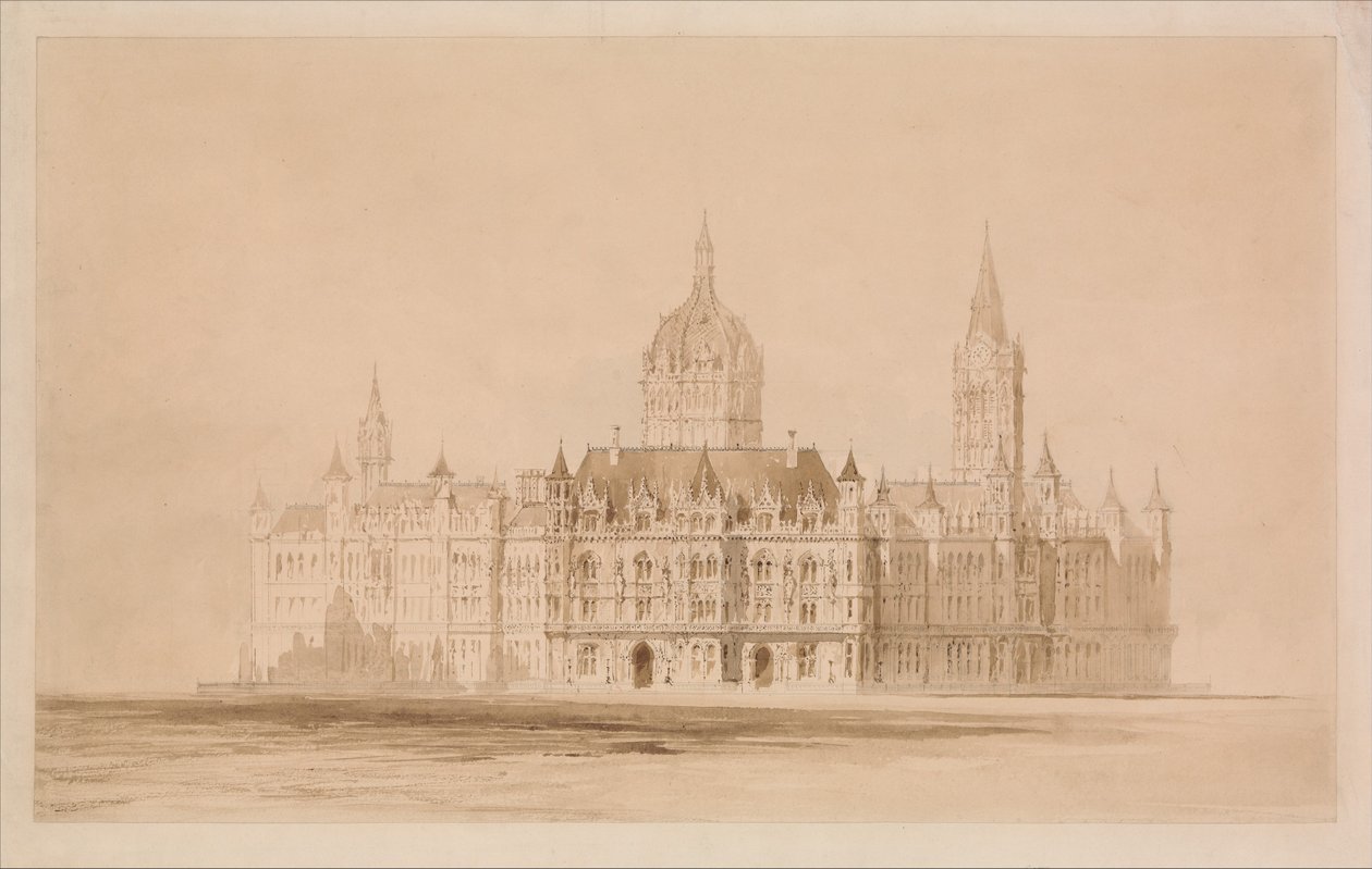 Competition Drawing for the Manchester Town Hall by Thomas Allom