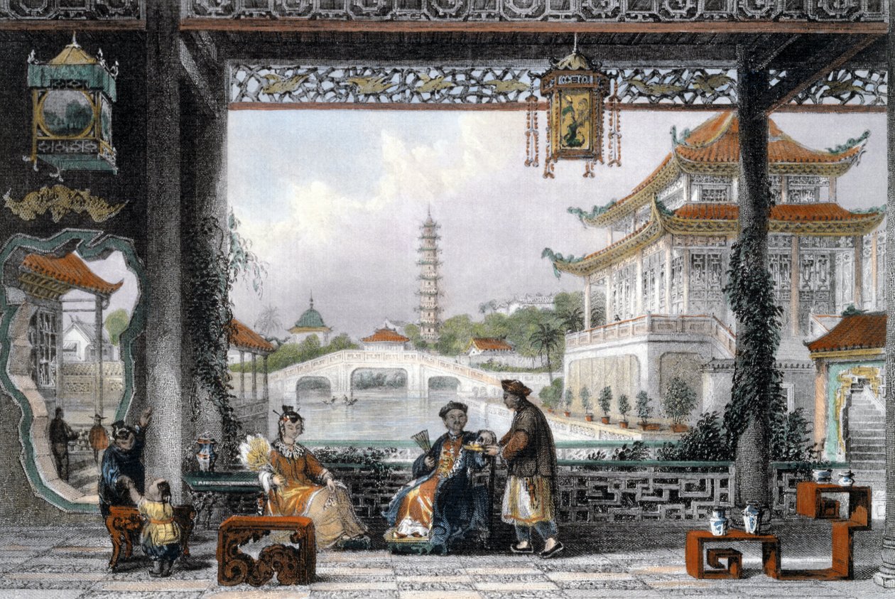 Pavilion and Gardens of a Mandarin near Peking, China by Thomas Allom
