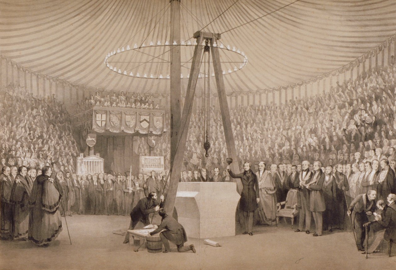 Prince Albert Laying the First Stone of the New Royal Exchange, London by Thomas Allom