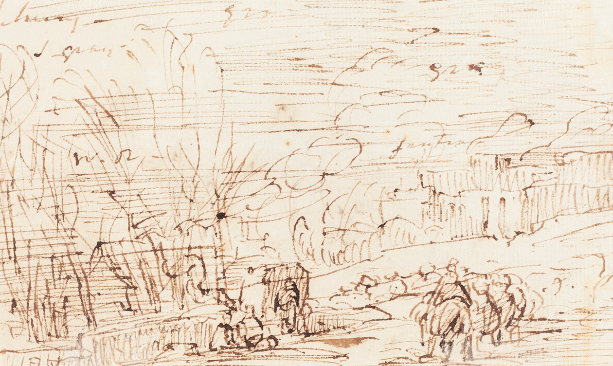 Figures in a Landscape [verso] by Thomas Barker