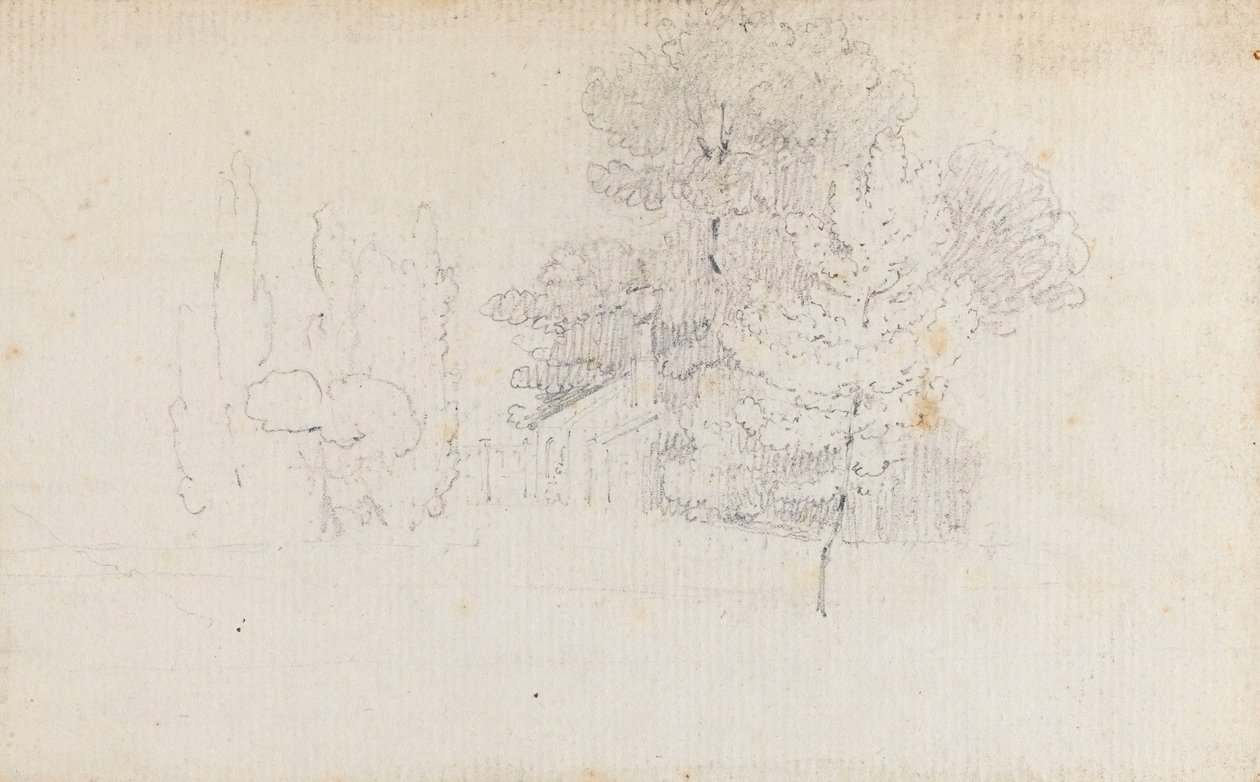Study of Trees and a Small Building in the Grounds of Merton Place by Thomas Baxter