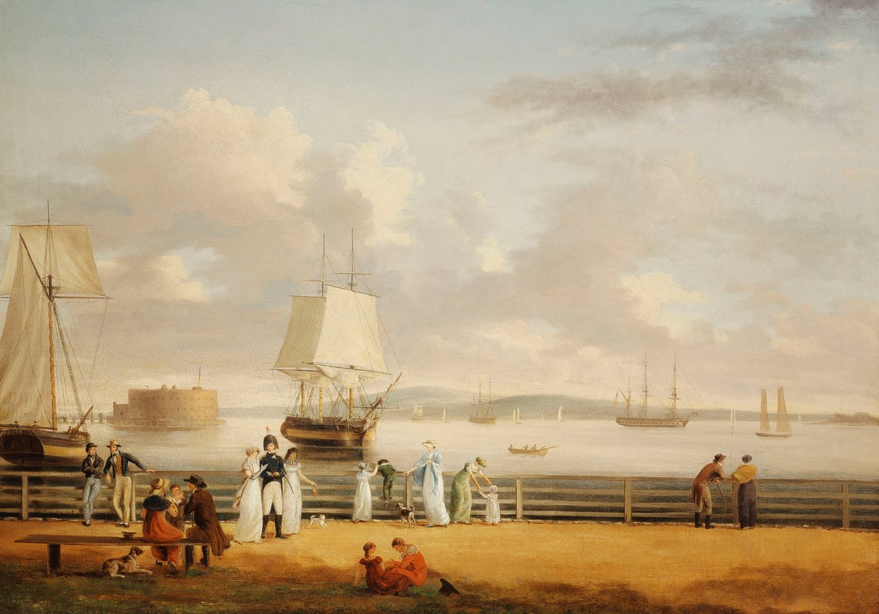 The Battery and Harbour, New York by Thomas Birch