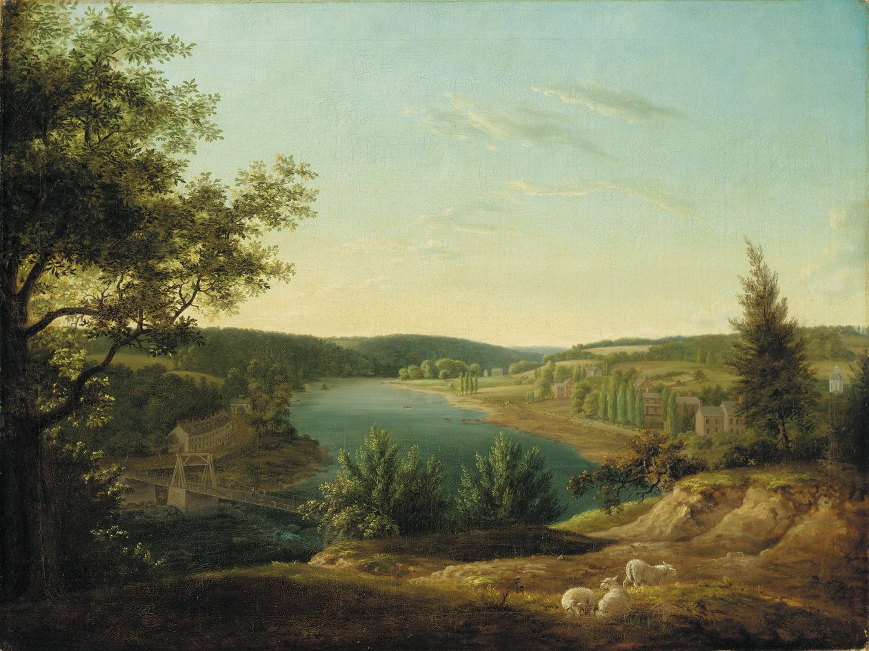 View of the Chain Bridge and Falls of the Schuylkill, Five Miles from Philadelphia by Thomas Birch