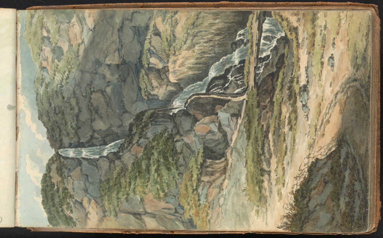 Album of Landscape and Figure Studies: A Waterfall by Thomas Bradshaw