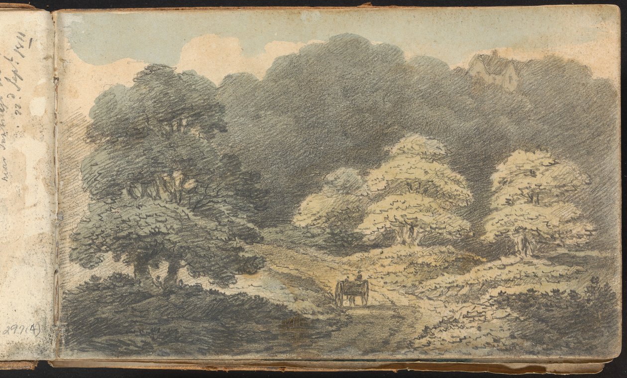 Album of Landscape and Figure Studies: Landscape Scene with Horse and Cart near Tunbridge Wells by Thomas Bradshaw
