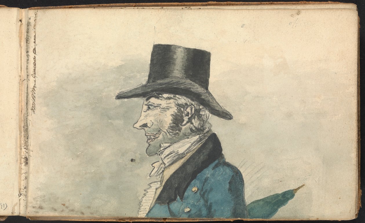 Album of Landscape and Figure Studies: Profile of a Man with an Umbrella by Thomas Bradshaw
