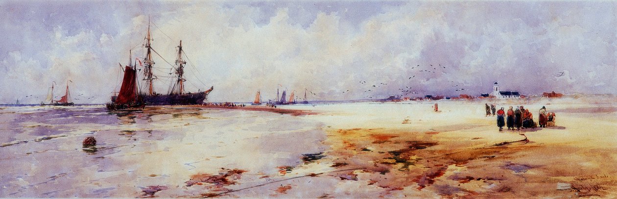Fisherfolk at Katwyk Sands by Thomas Bush Hardy